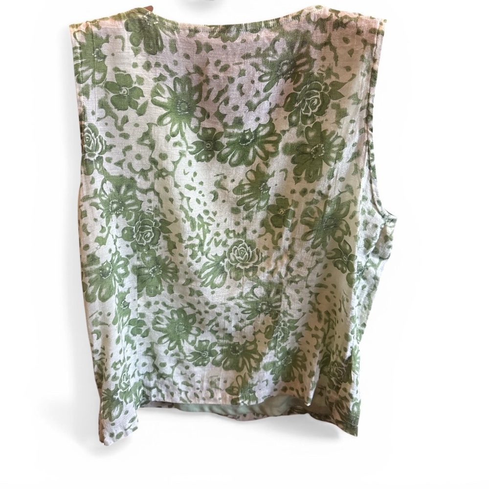 Vintage Sleeveless Green Rose Floral Garden Tank Top Fairy-core Cottage-core - Picture 2 of 4